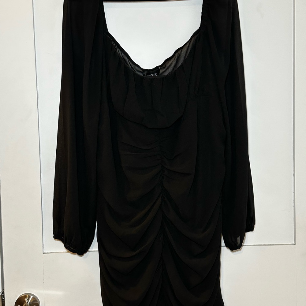 Cider Black Long Sleeved Mesh Dress
